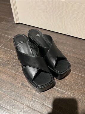 Jeffrey Campbell Black Crisscross Platform Mules